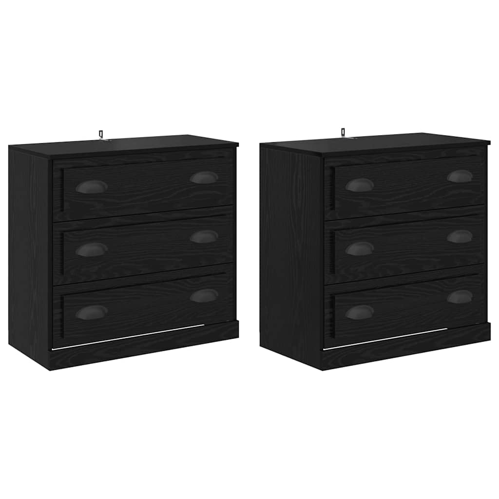 Komode 2 pcs Crni hrast 70 x 35,5 x 67,5 cm Konstruirano drvo