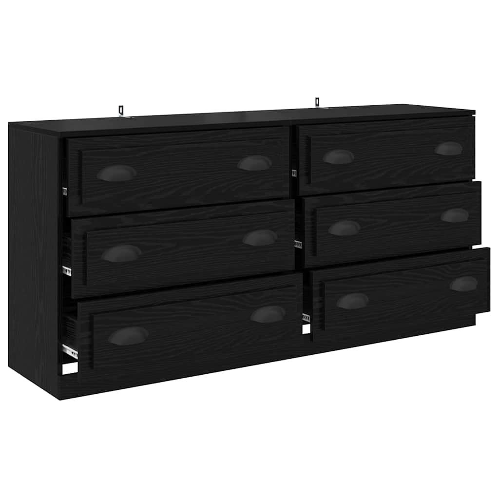 Komode 2 pcs Crni hrast 70 x 35,5 x 67,5 cm Konstruirano drvo