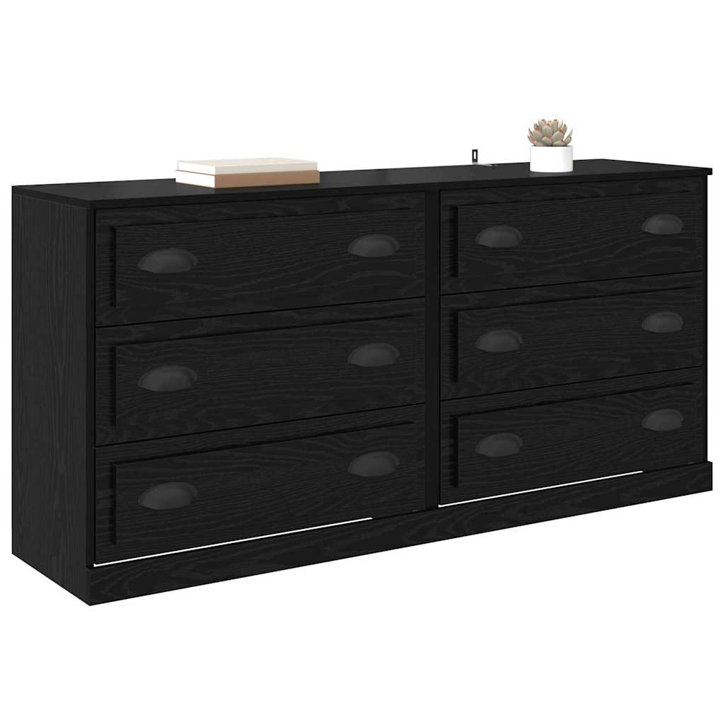 Komode 2 pcs Crni hrast 70 x 35,5 x 67,5 cm Konstruirano drvo