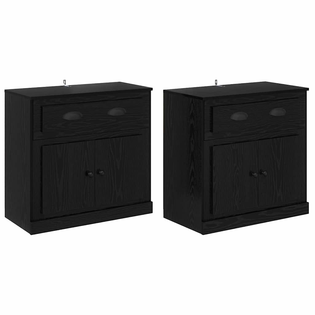 Komode 2 pcs Crni hrast 70 x 35,5 x 67,5 cm Konstruirano drvo