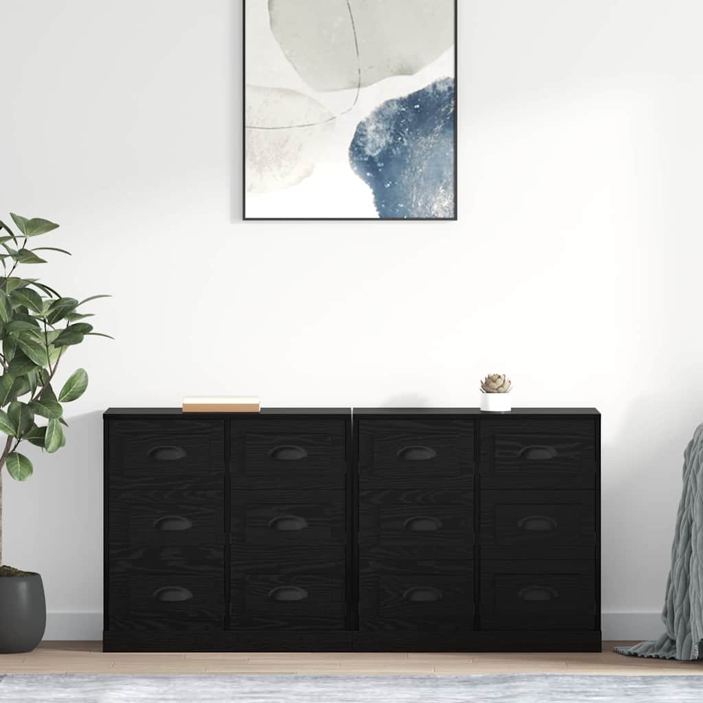 Komode 2 pcs Crni hrast 70 x 35,5 x 67,5 cm Konstruirano drvo