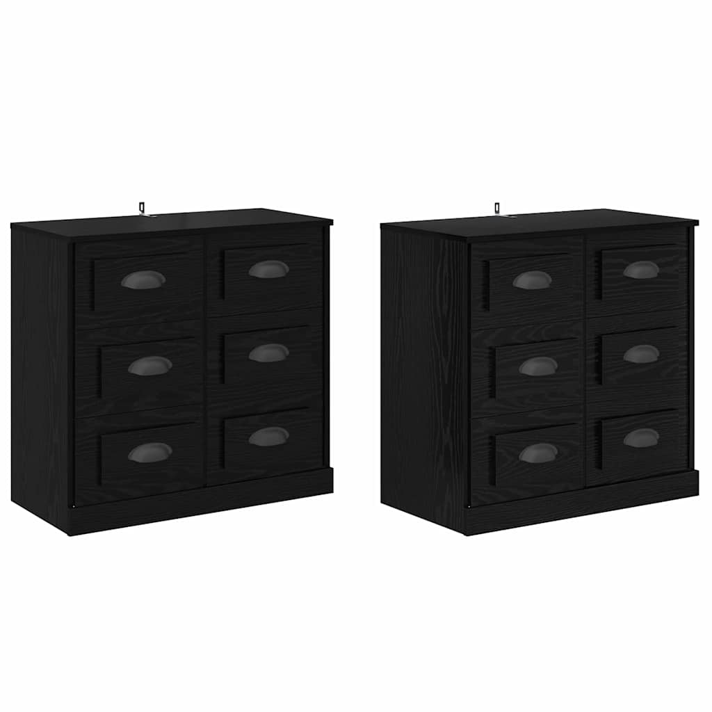 Komode 2 pcs Crni hrast 70 x 35,5 x 67,5 cm Konstruirano drvo