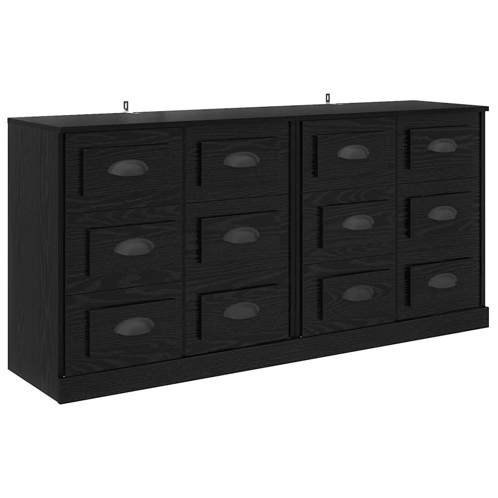 Komode 2 pcs Crni hrast 70 x 35,5 x 67,5 cm Konstruirano drvo