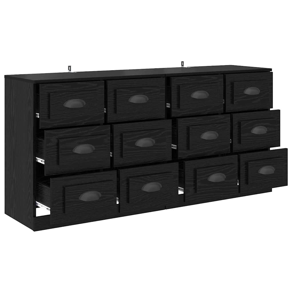 Komode 2 pcs Crni hrast 70 x 35,5 x 67,5 cm Konstruirano drvo