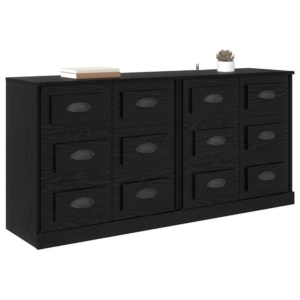 Komode 2 pcs Crni hrast 70 x 35,5 x 67,5 cm Konstruirano drvo