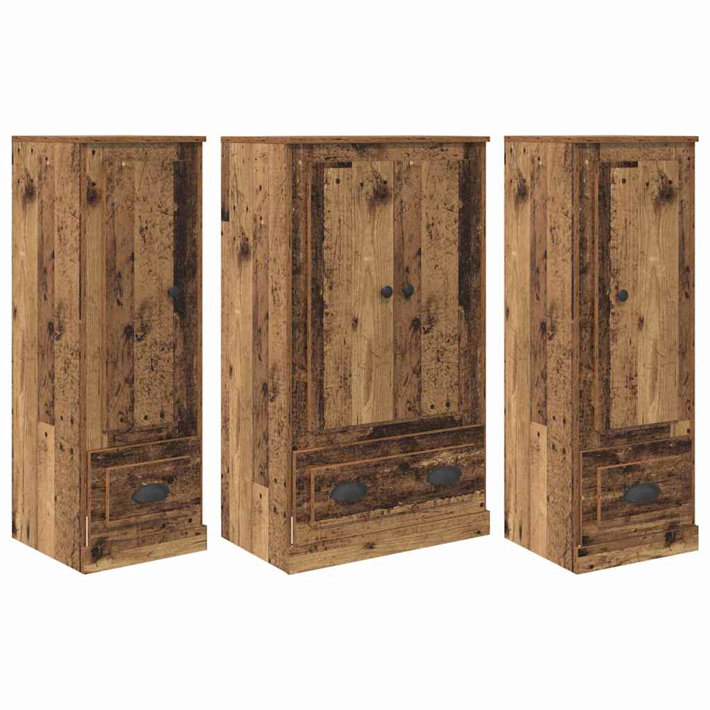 Highboard s ladicama 3 pcs Staro drvo Konstruirano drvo