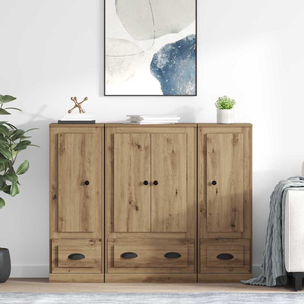 Highboard 3 pcs Umjetnički hrast 132 x 35,5 x 103,5 cm