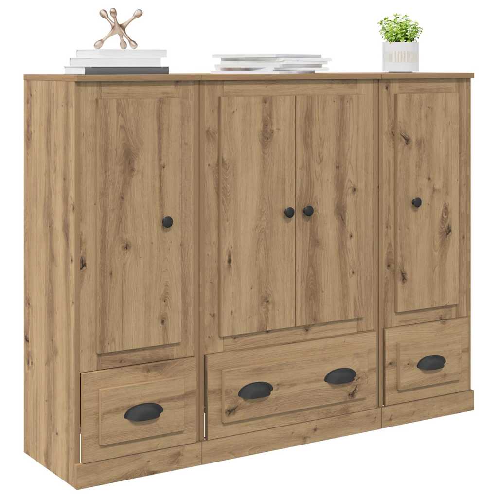 Highboard s ladicama 3 pcs Umjetnički hrast Konstruirano drvo