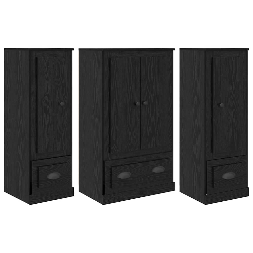 Highboard s ladicama 3 pcs Crni hrast Konstruirano drvo