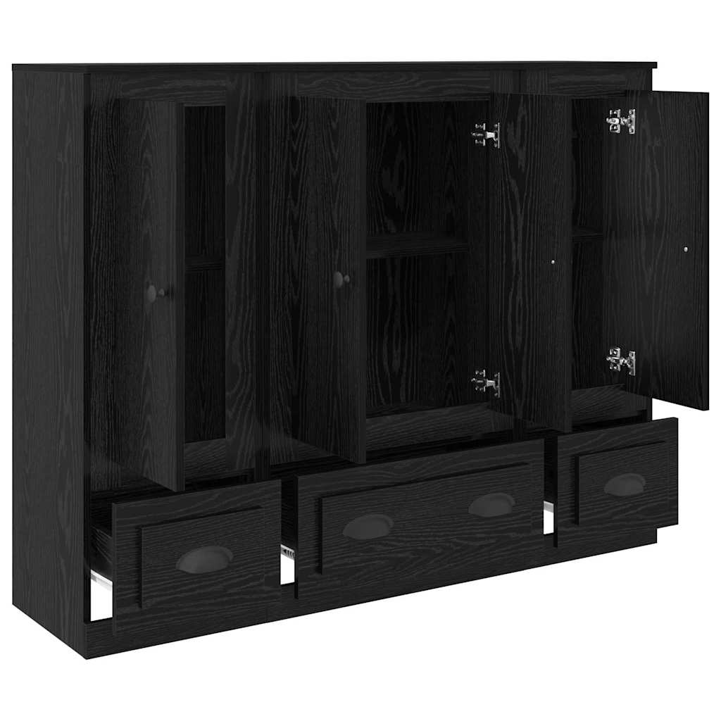 Highboard s ladicama 3 pcs Crni hrast Konstruirano drvo