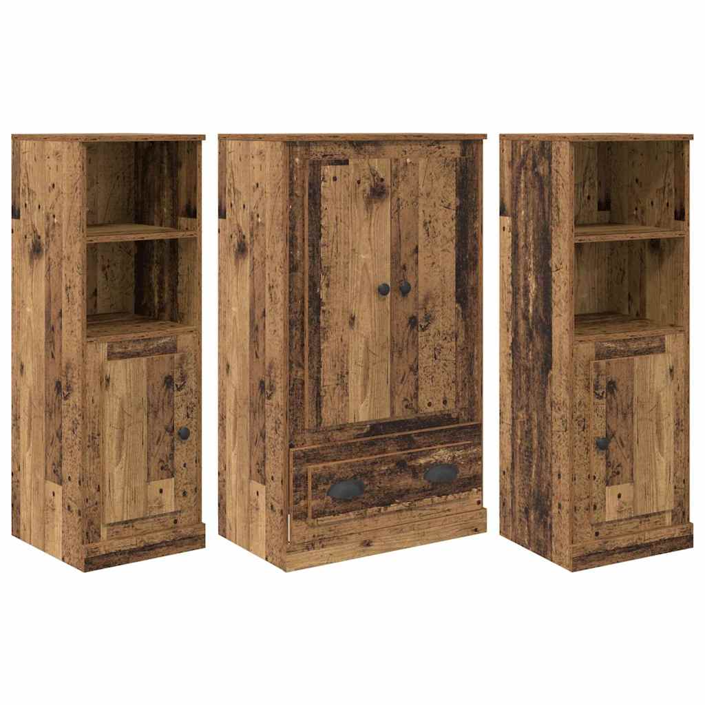 Highboard s ladicama 3 pcs Staro drvo Konstruirano drvo