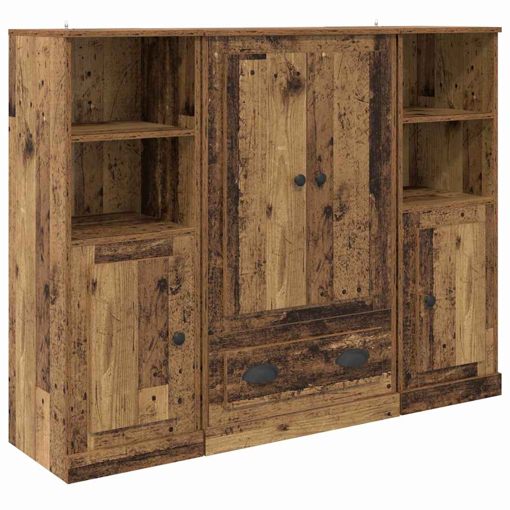 Highboard s ladicama 3 pcs Staro drvo Konstruirano drvo
