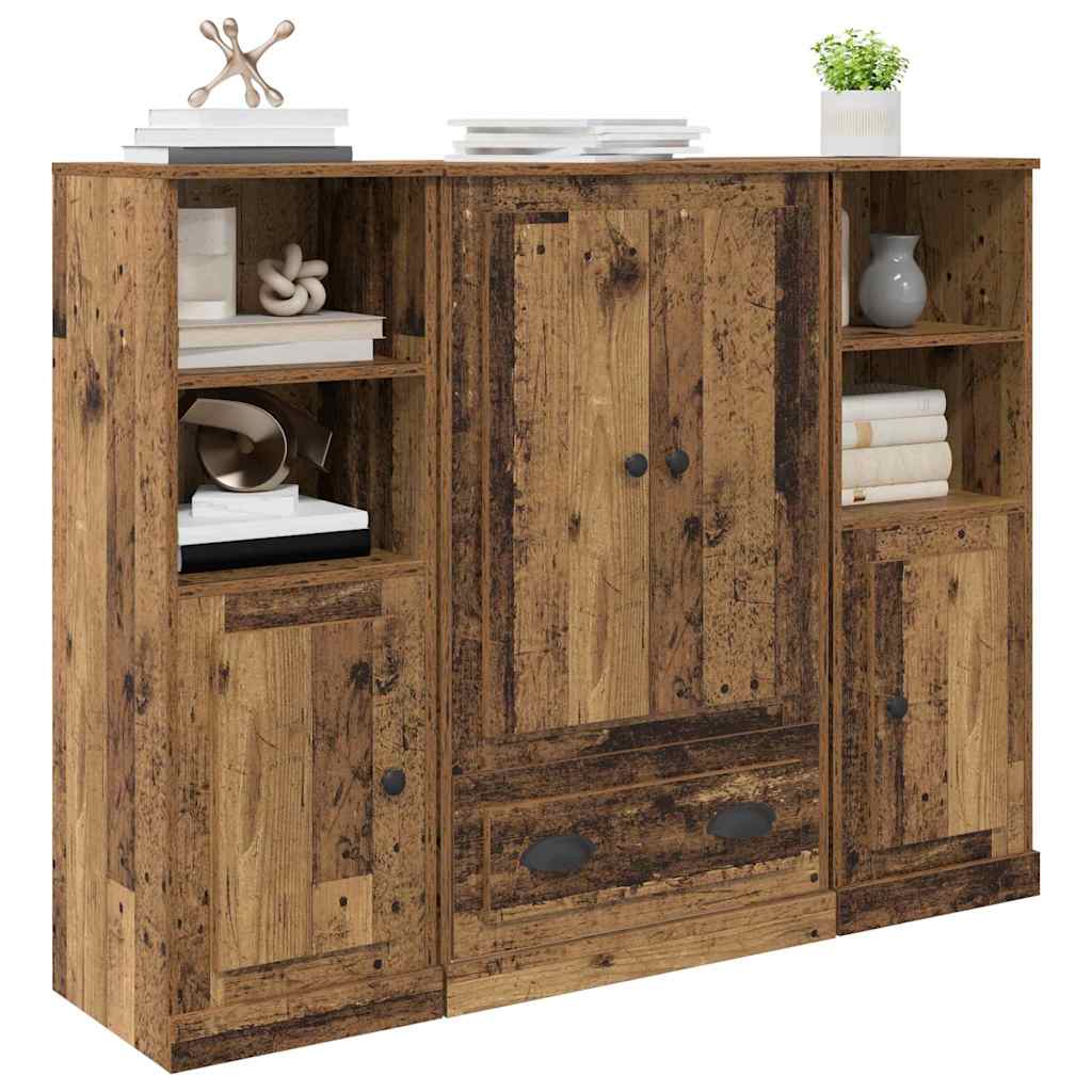 Highboard s ladicama 3 pcs Staro drvo Konstruirano drvo