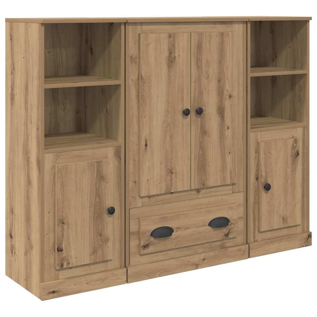 Highboard s ladicama 3 pcs Umjetnički hrast Konstruirano drvo