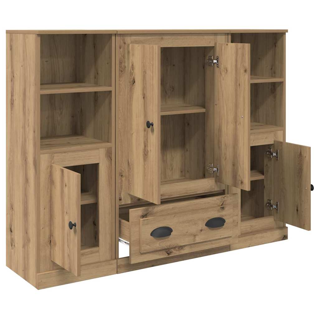 Highboard s ladicama 3 pcs Umjetnički hrast Konstruirano drvo