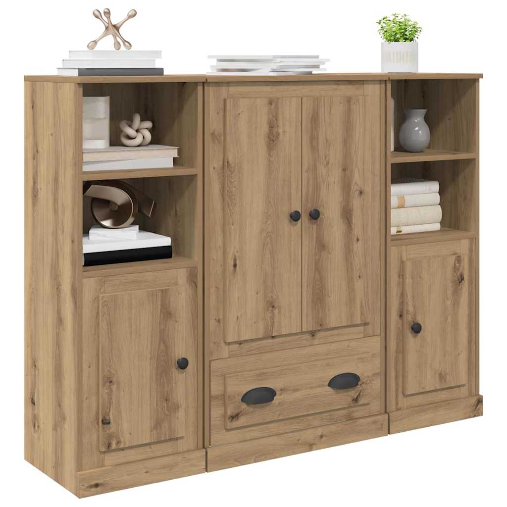Highboard s ladicama 3 pcs Umjetnički hrast Konstruirano drvo