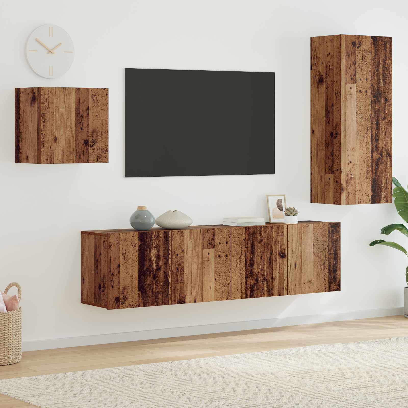 TV ormar Zidne 4 pcs Staro drvo Konstruirano drvo