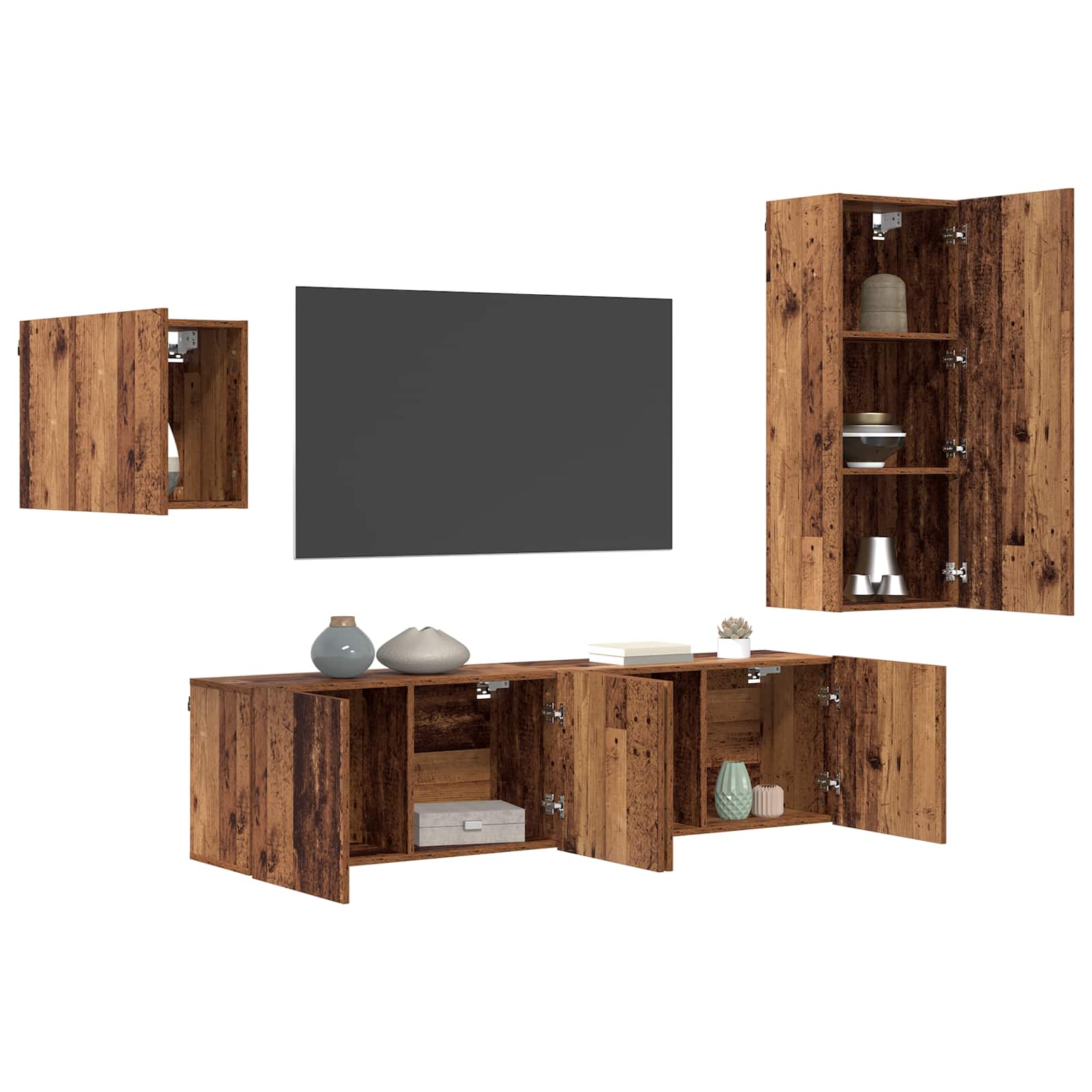 TV ormar Zidne 4 pcs Staro drvo Konstruirano drvo