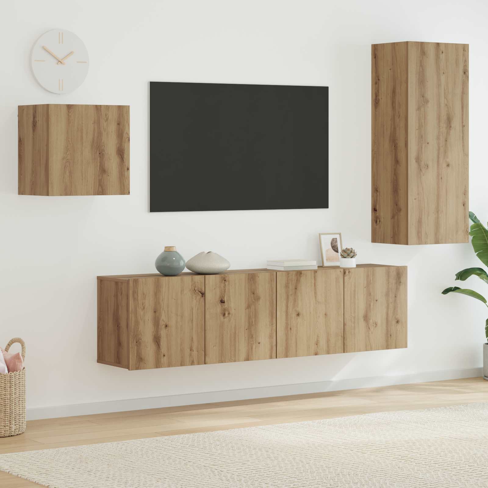 TV ormar Zidne 4 pcs Umjetnički hrast Konstruirano drvo