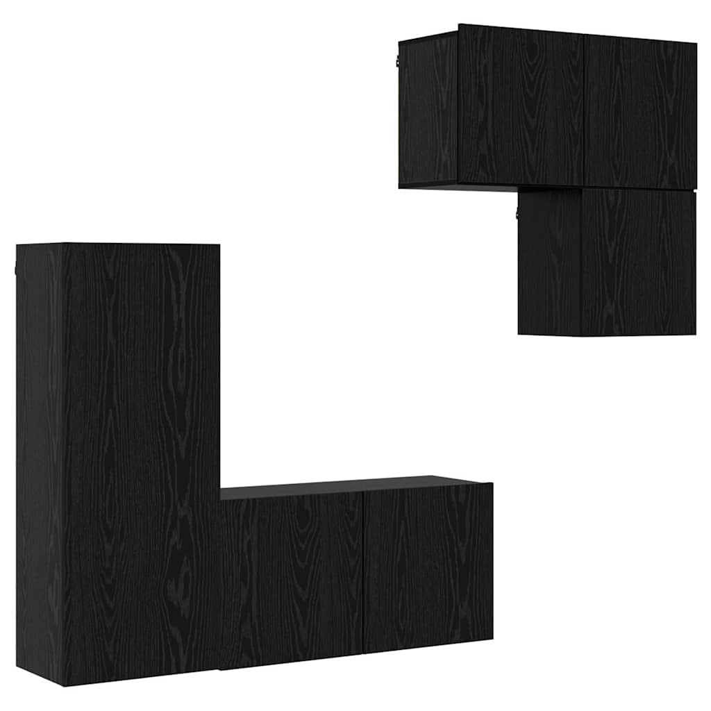 TV ormar Zidne 4 pcs Crni hrast Konstruirano drvo