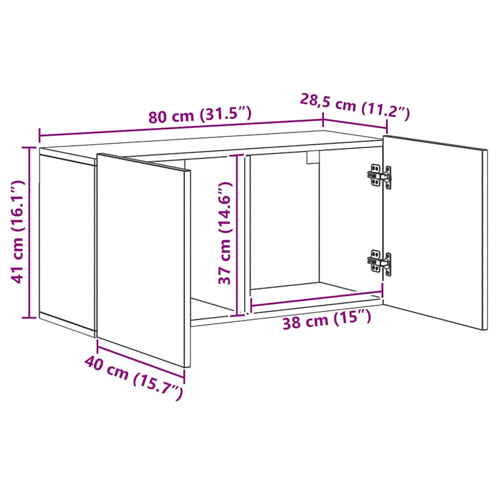TV ormar Zidne 4 pcs Crni hrast Konstruirano drvo