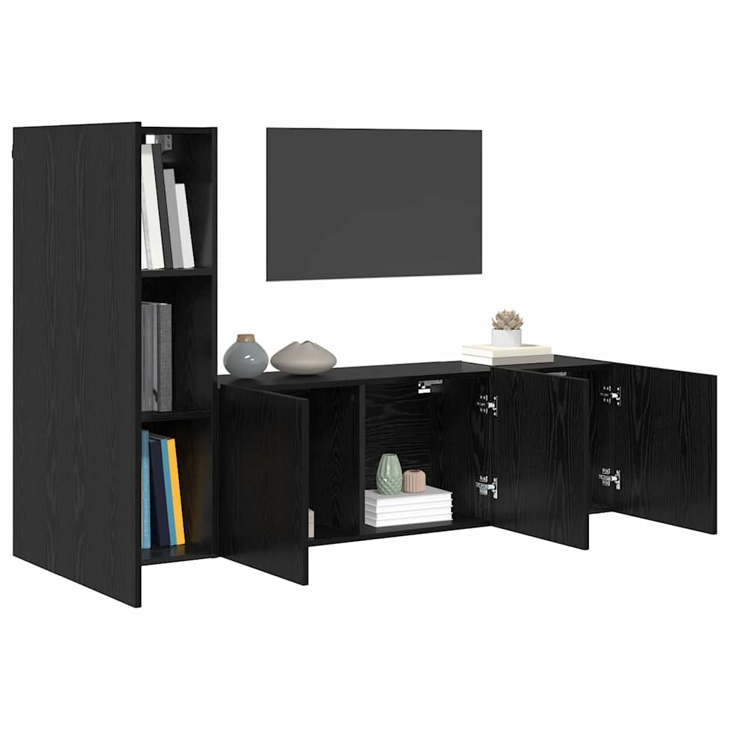 TV zidna jedinica Zidne 5 pcs Crni hrast Konstruirano drvo