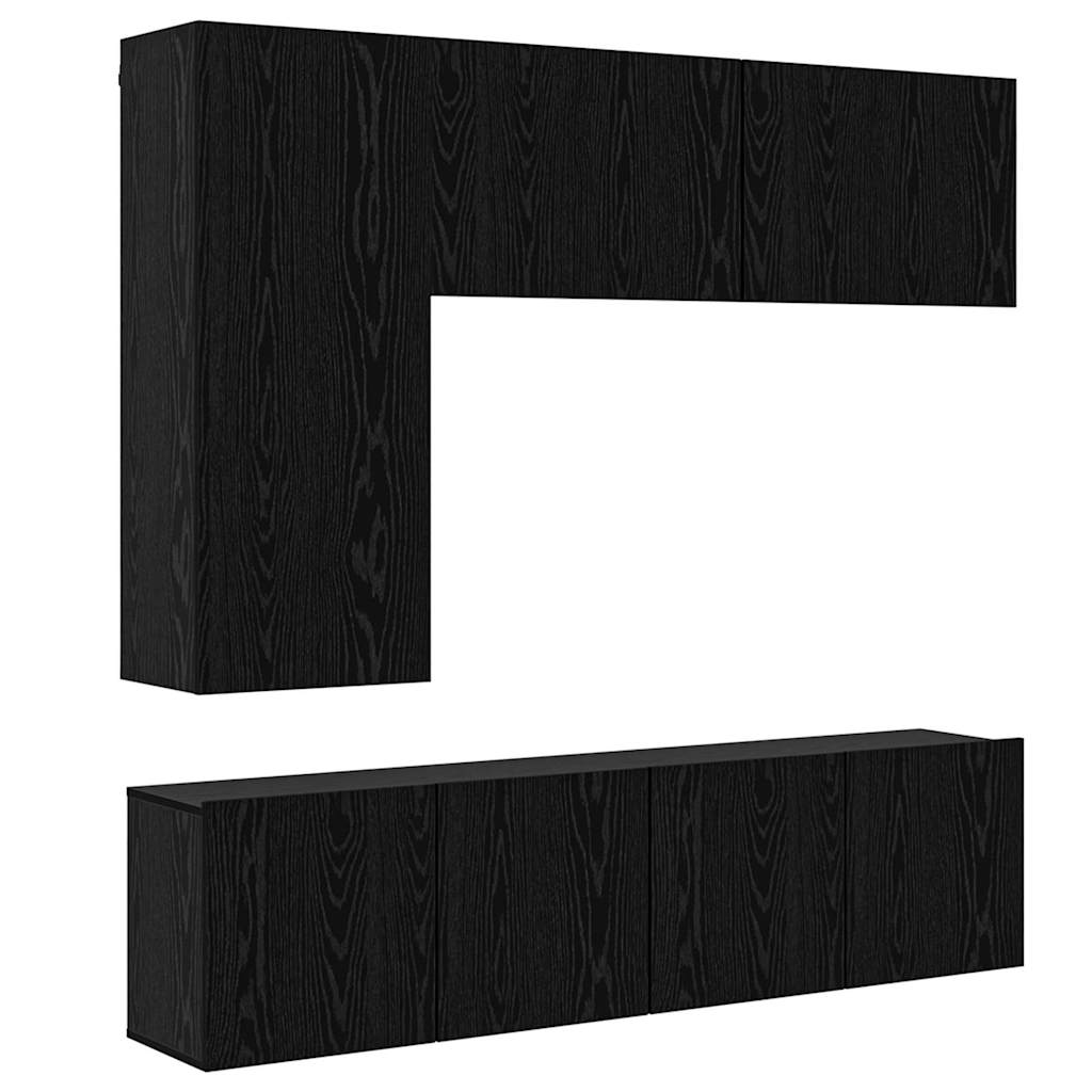 TV zidna jedinica Zidne 5 pcs Crni hrast Konstruirano drvo
