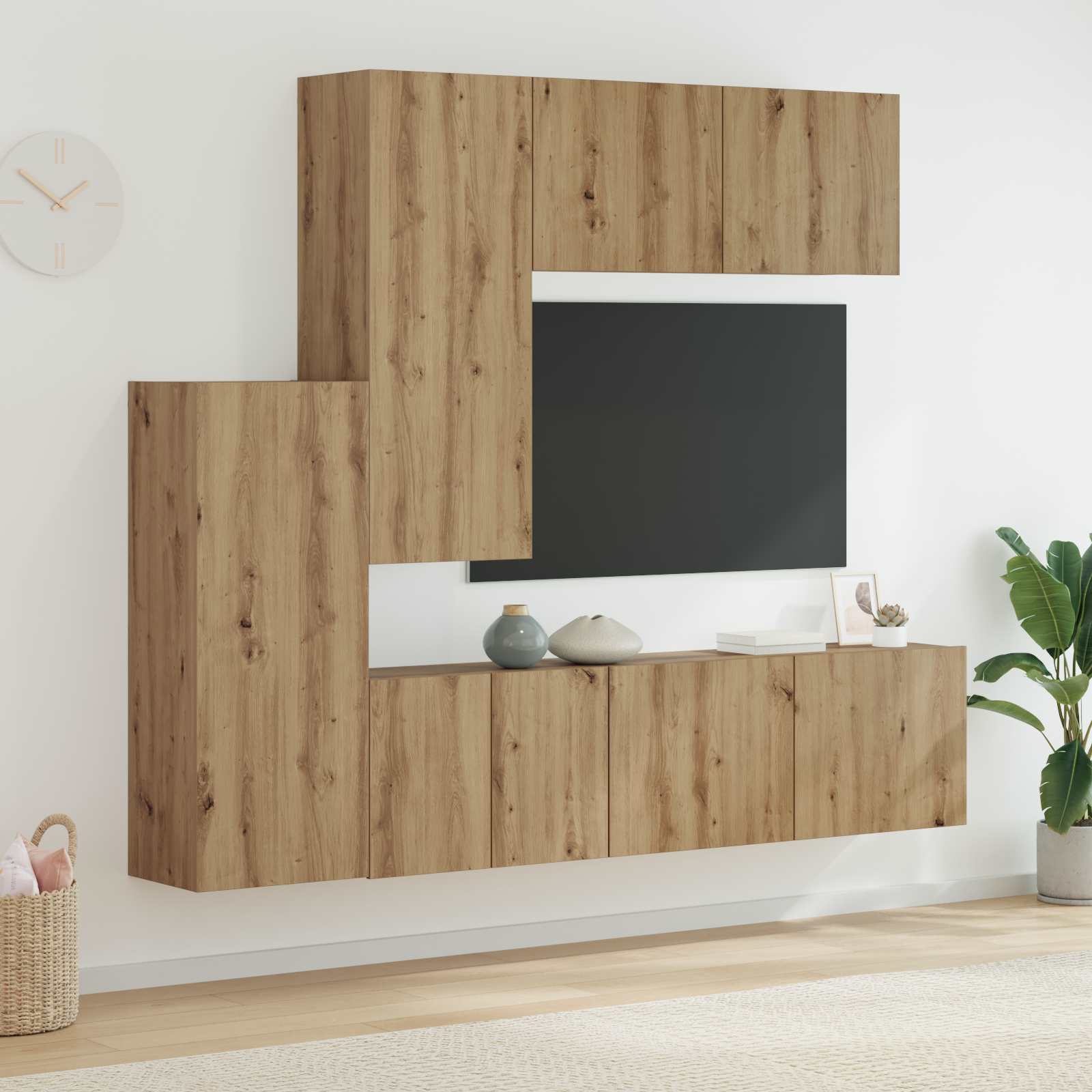 TV zidna jedinica 5 pcs Umjetnički hrast Konstruirano drvo