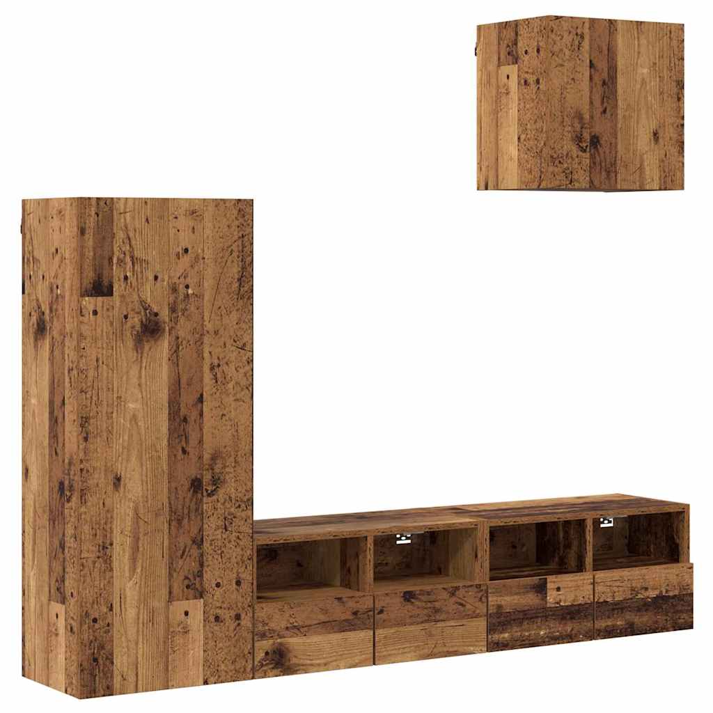 TV zidne jedinice 4 pcs Staro drvo Konstruirano drvo