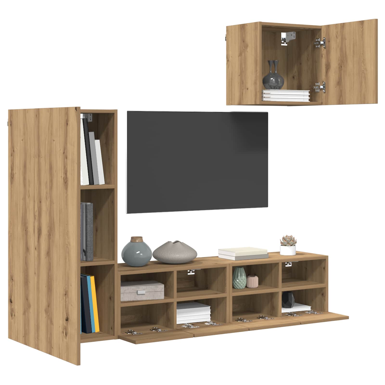 TV zidne jedinice 4 pcs Umjetnički hrast Konstruirano drvo