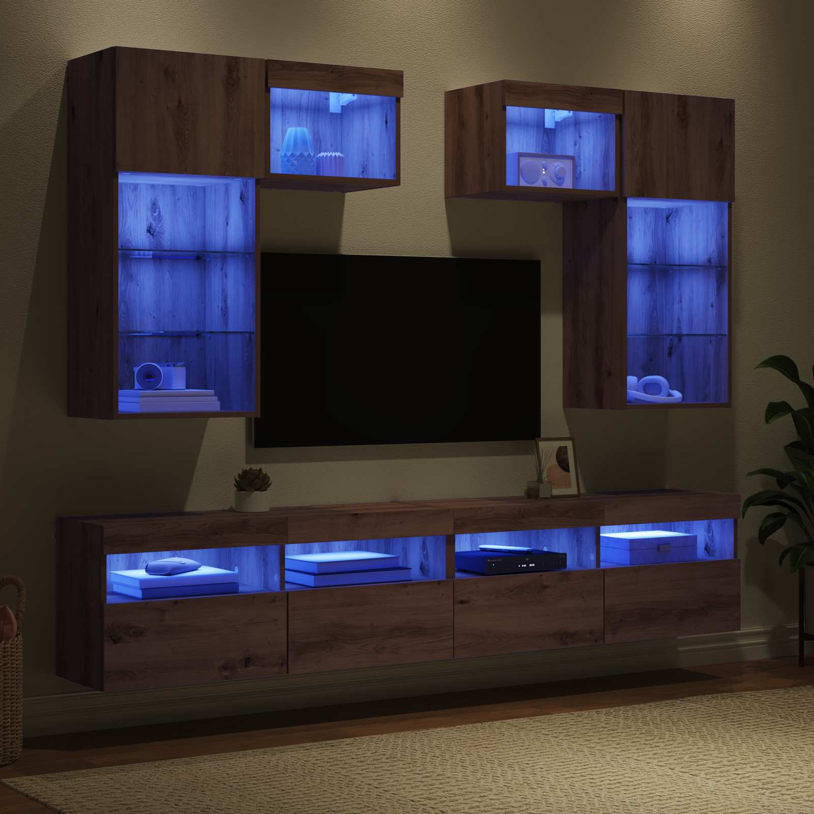 TV zidne jedinice Zidne 6 pcs Staro drvo Konstruirano drvo