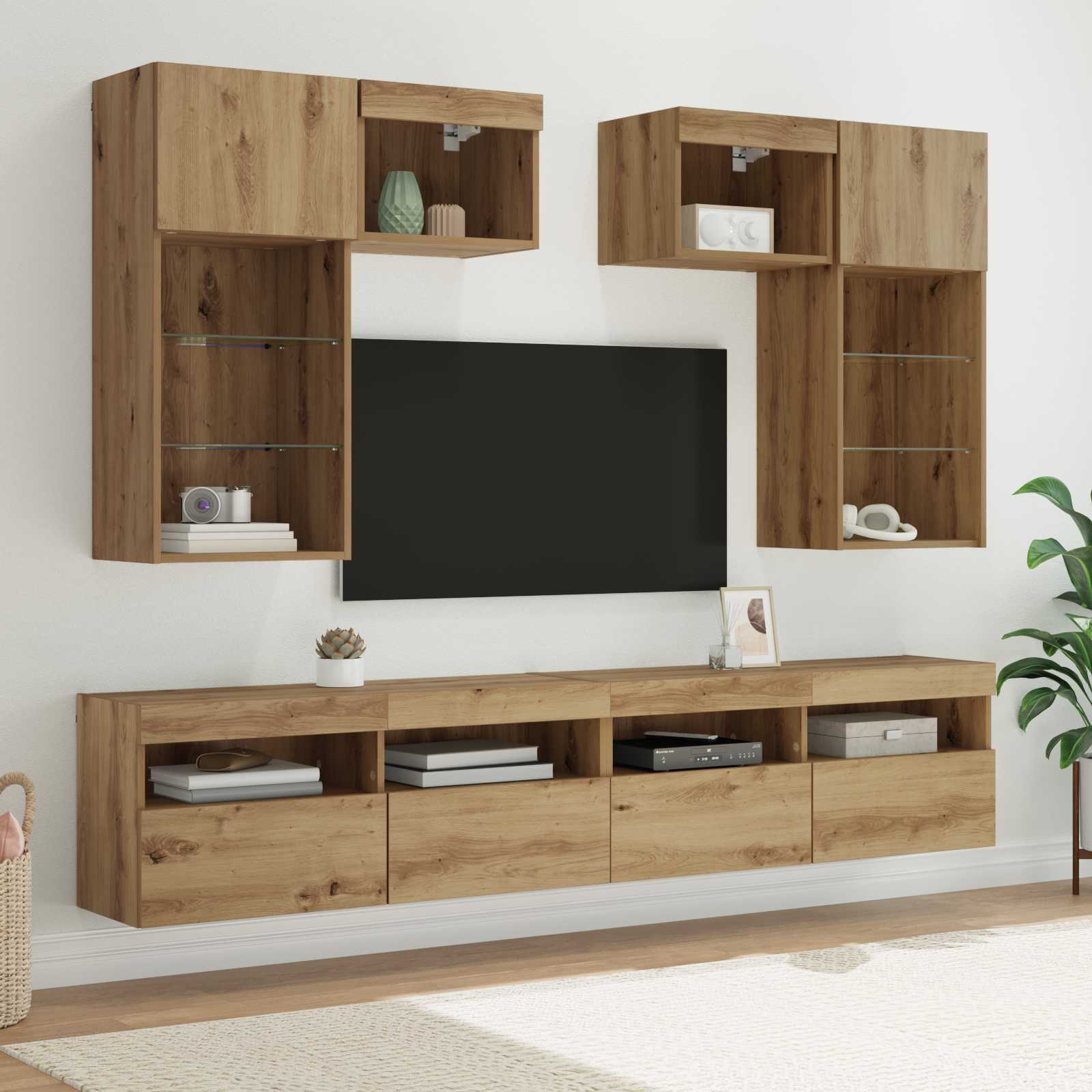 TV zidne jedinice Zidne 6 pcs Staro drvo Konstruirano drvo
