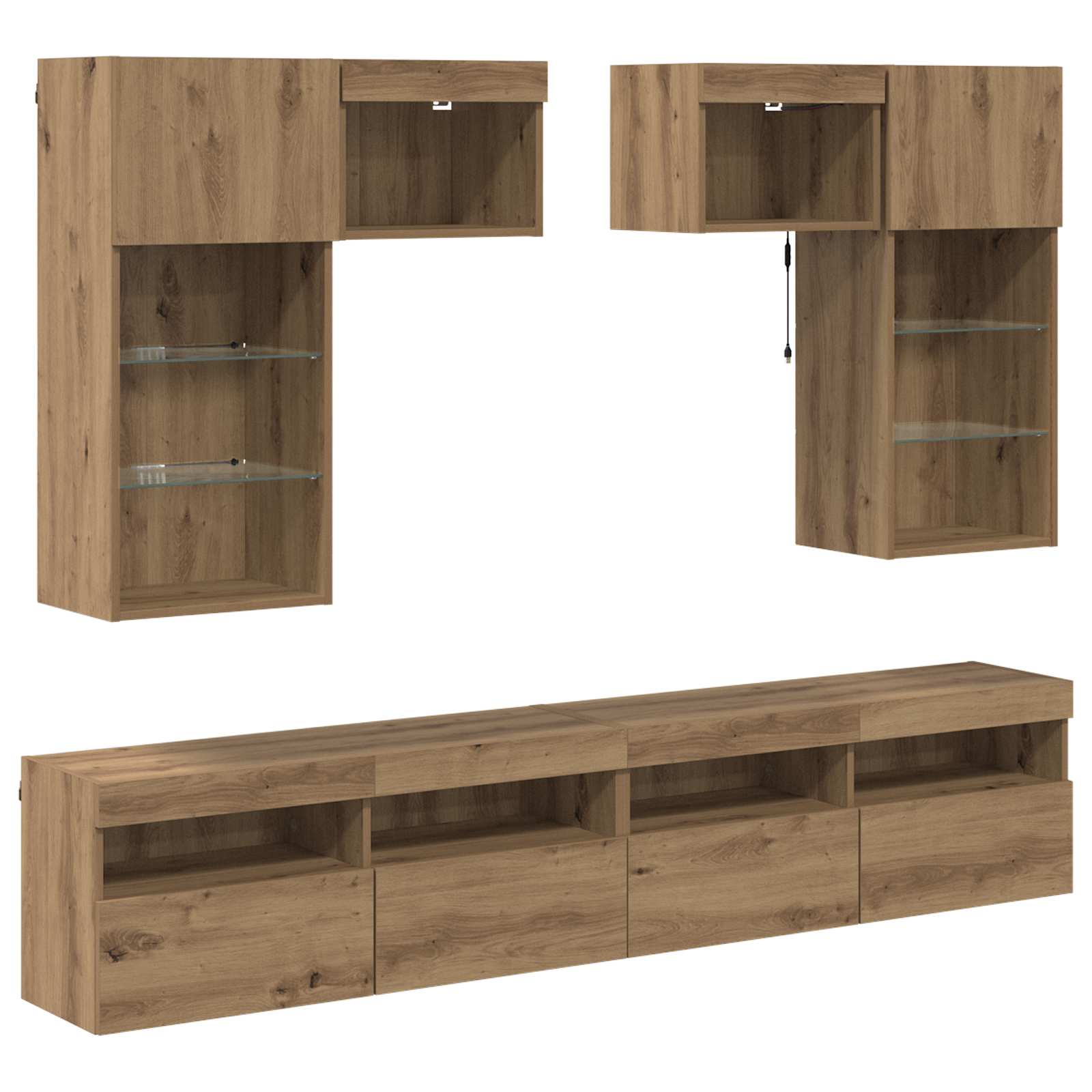 TV zidne jedinice Zidne 6 pcs Staro drvo Konstruirano drvo