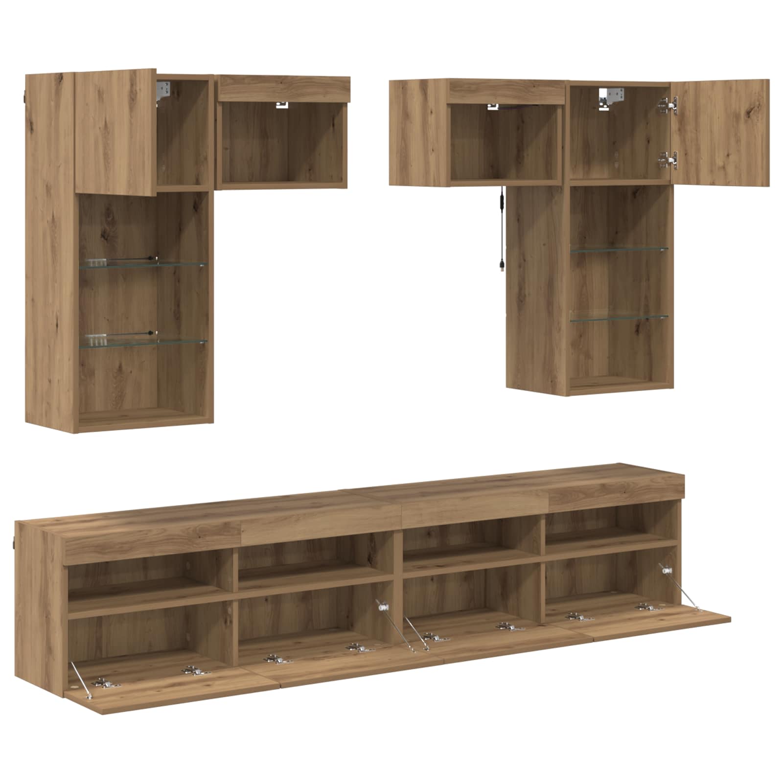 TV zidne jedinice Zidne 6 pcs Staro drvo Konstruirano drvo