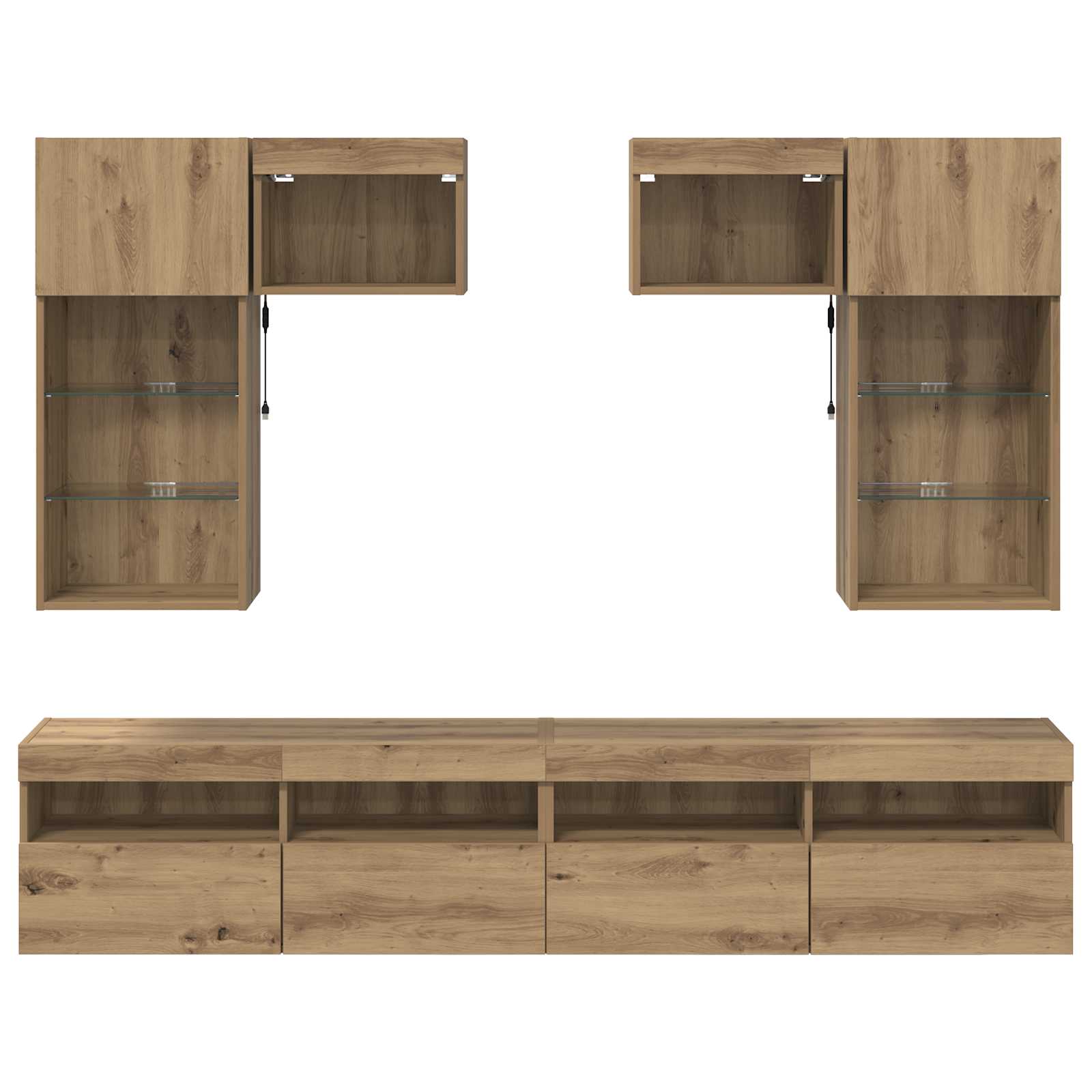 TV zidne jedinice Zidne 6 pcs Staro drvo Konstruirano drvo