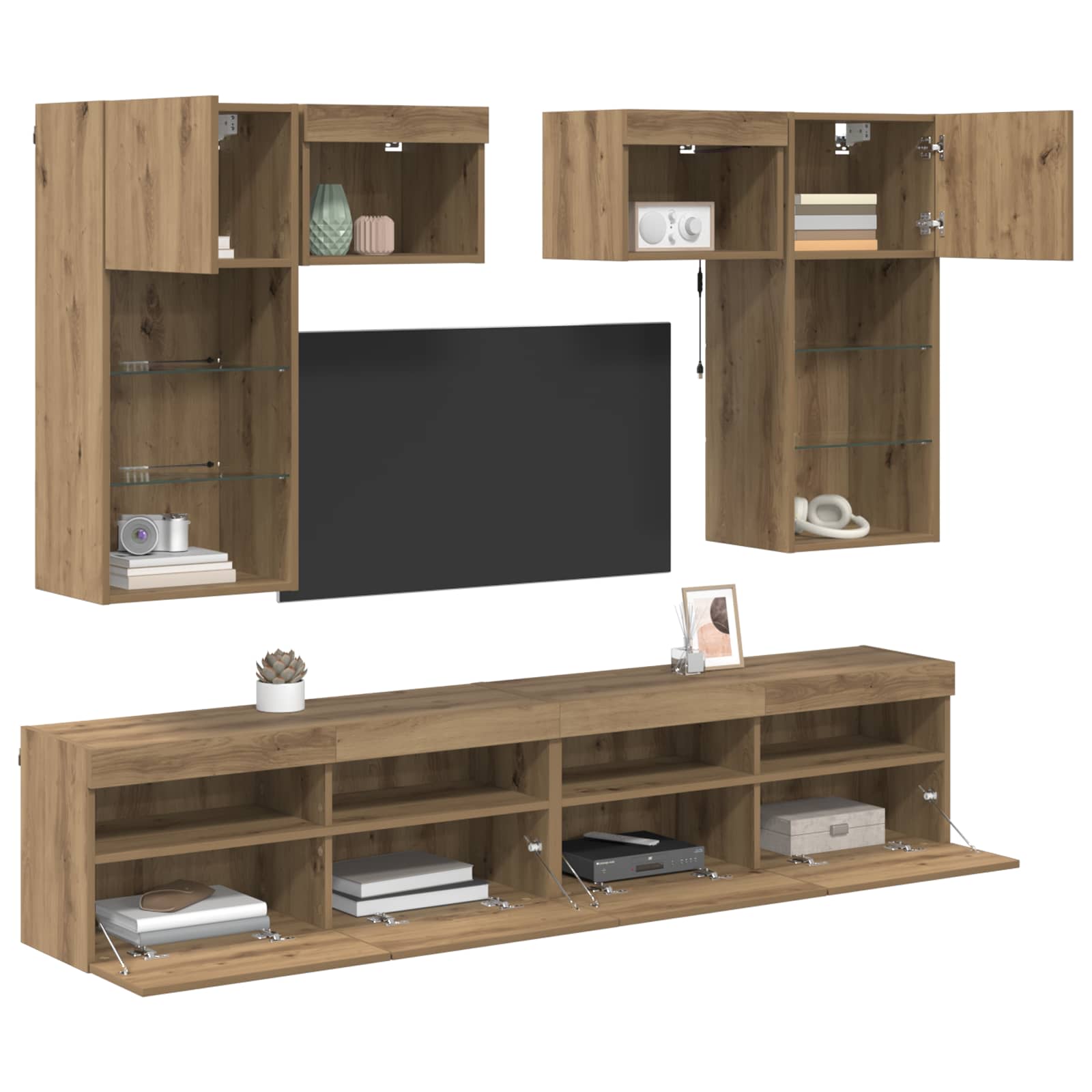 TV zidne jedinice Zidne 6 pcs Staro drvo Konstruirano drvo