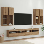 Set Zidnog TV Ormara s LED Osvjetljenjem 7 pcs hrast artisan