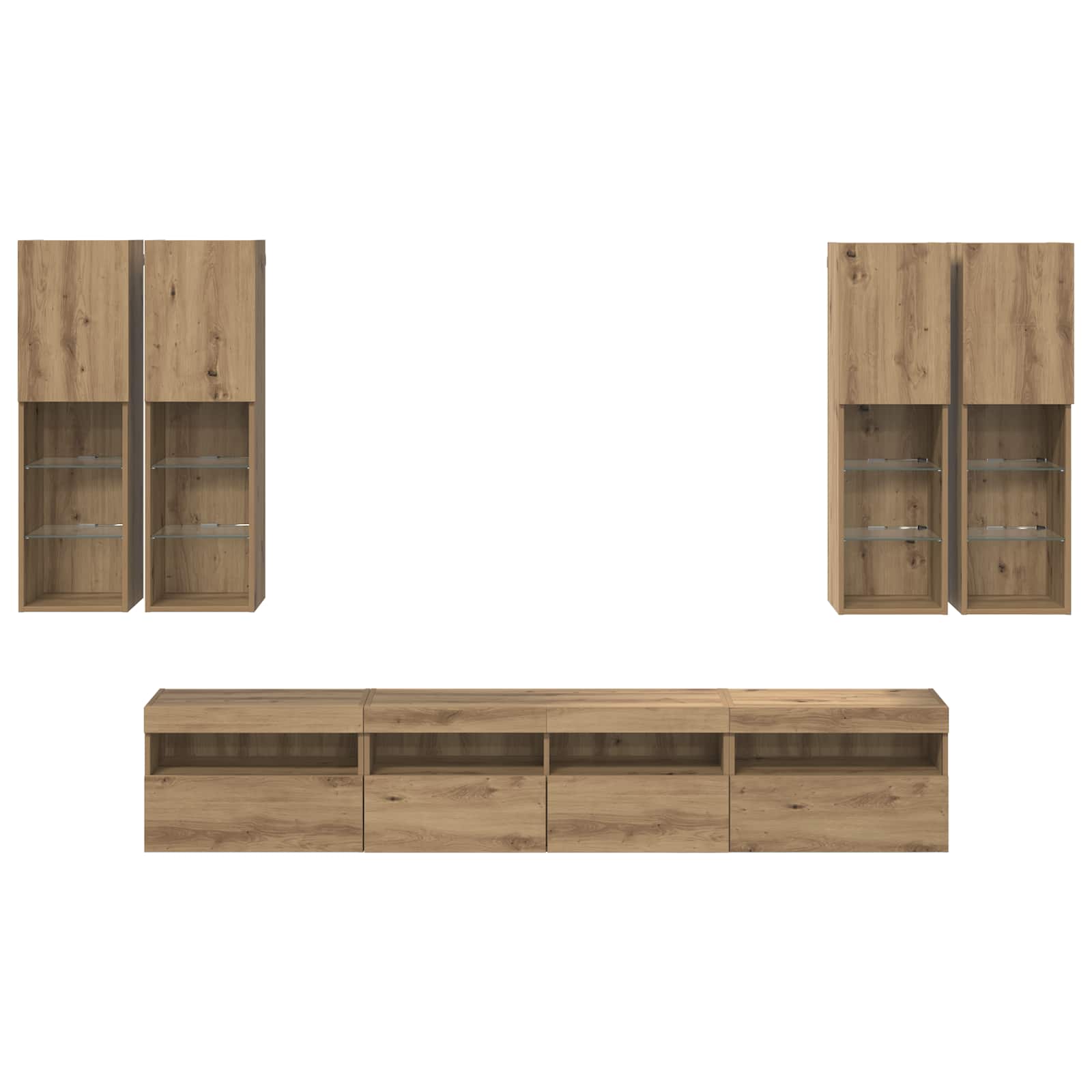 Set Zidnog TV Ormara s LED Osvjetljenjem 7 pcs hrast artisan