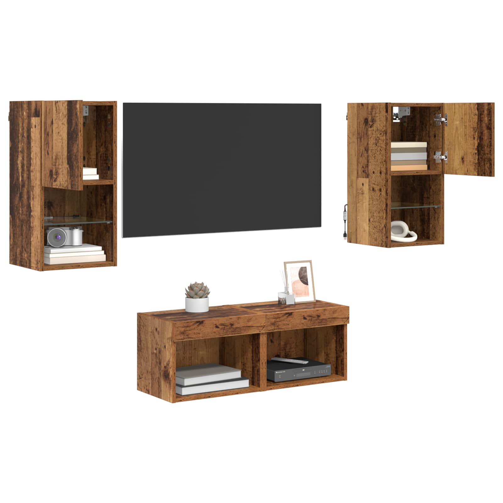 TV zidni ormari Zidne 4 pcs Staro drvo Konstruirano drvo