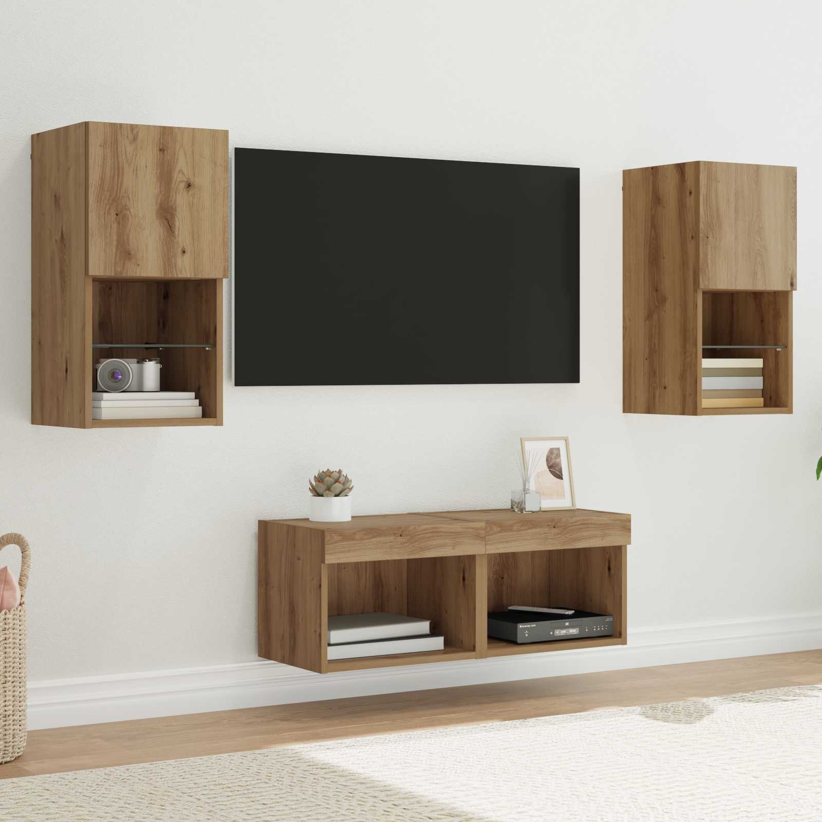 TV zidni ormari Zidne 4 pcs Umjetnički hrast Konstruirano drvo