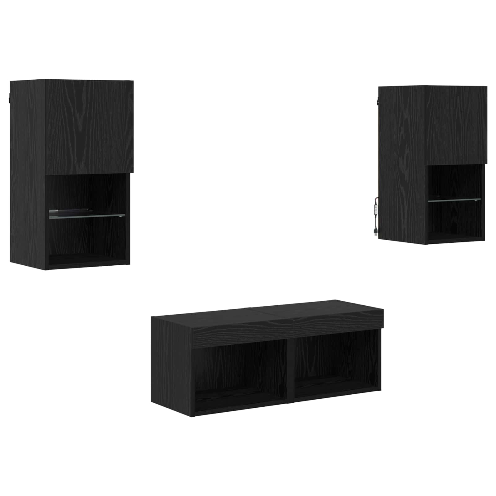 TV zidni ormari Zidne 4 pcs Crni hrast Konstruirano drvo