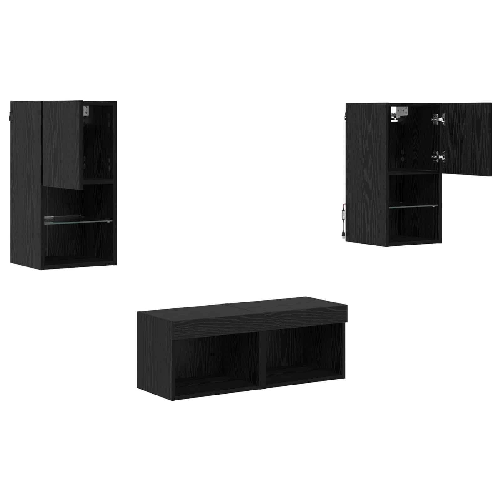 TV zidni ormari Zidne 4 pcs Crni hrast Konstruirano drvo