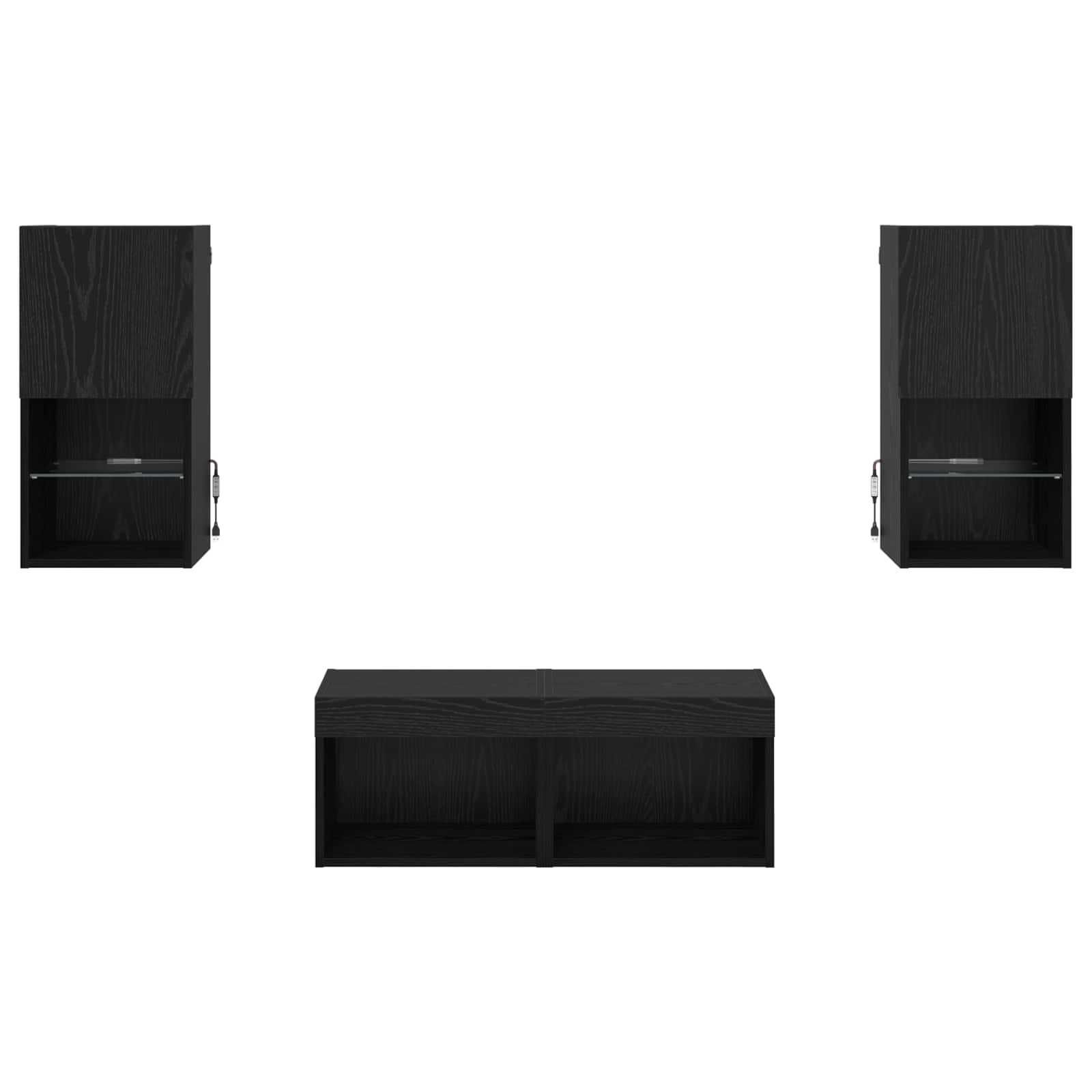 TV zidni ormari Zidne 4 pcs Crni hrast Konstruirano drvo