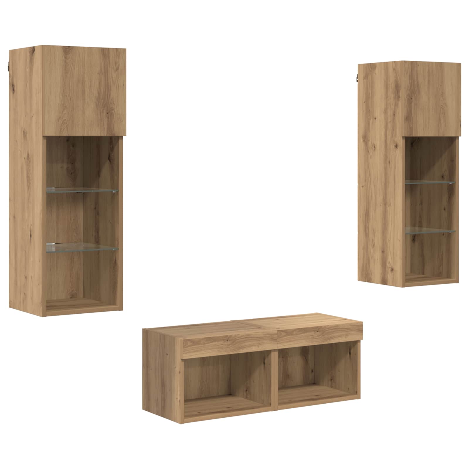 TV zidni ormari Zidne 4 pcs Crni hrast Konstruirano drvo