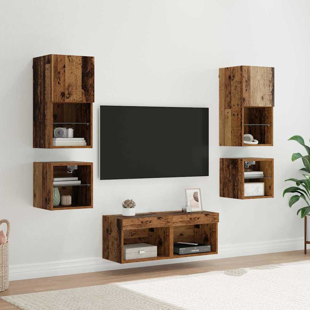 TV zidne jedinice 8 pcs Staro drvo Konstruirano drvo