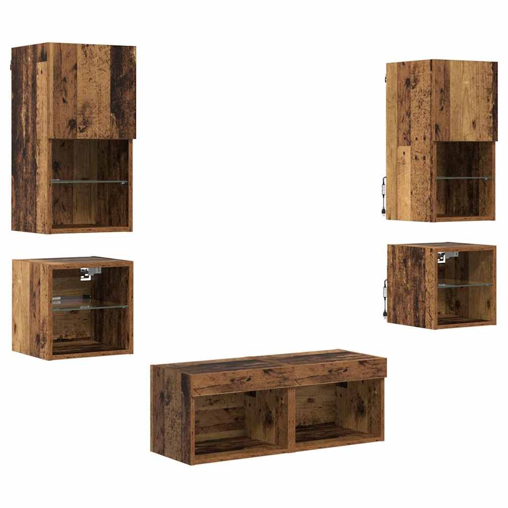 TV zidne jedinice 8 pcs Staro drvo Konstruirano drvo