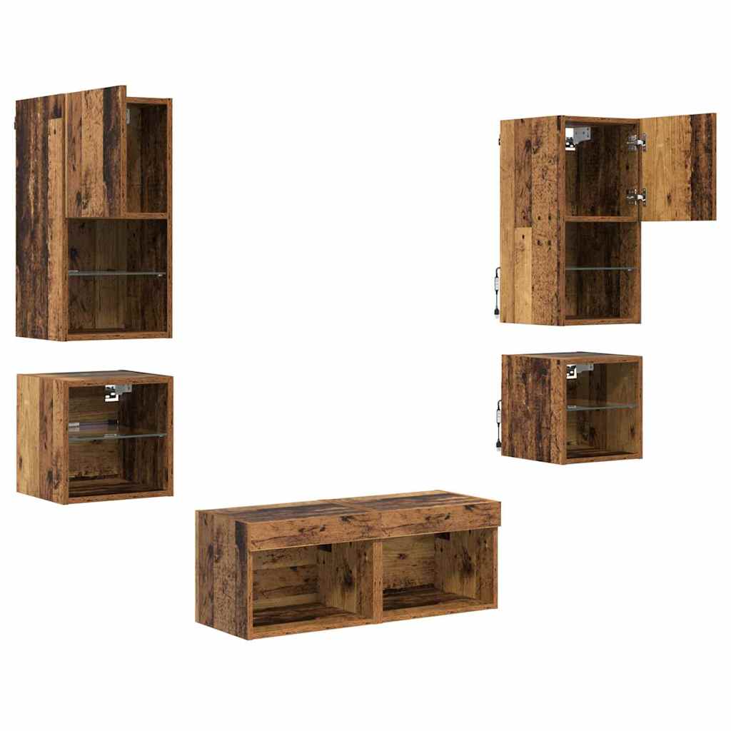 TV zidne jedinice 8 pcs Staro drvo Konstruirano drvo