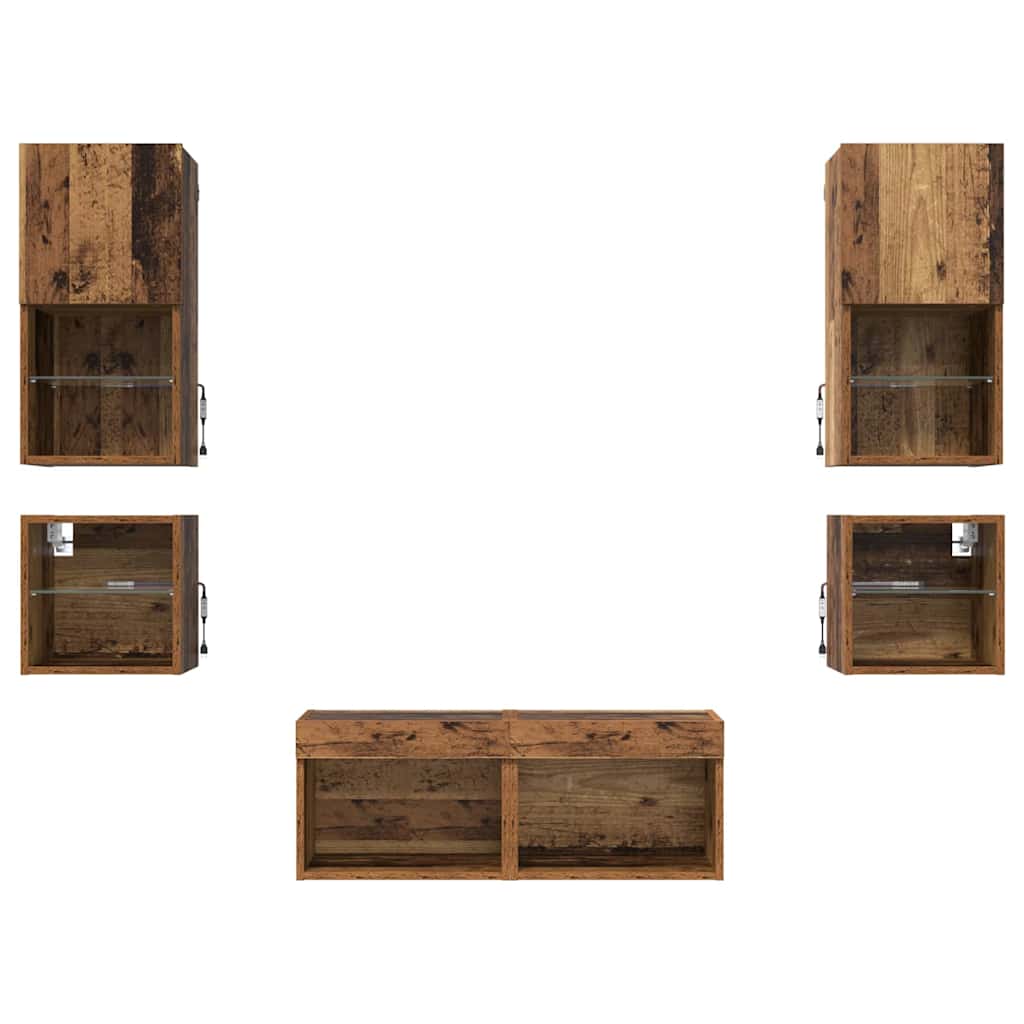 TV zidne jedinice 8 pcs Staro drvo Konstruirano drvo