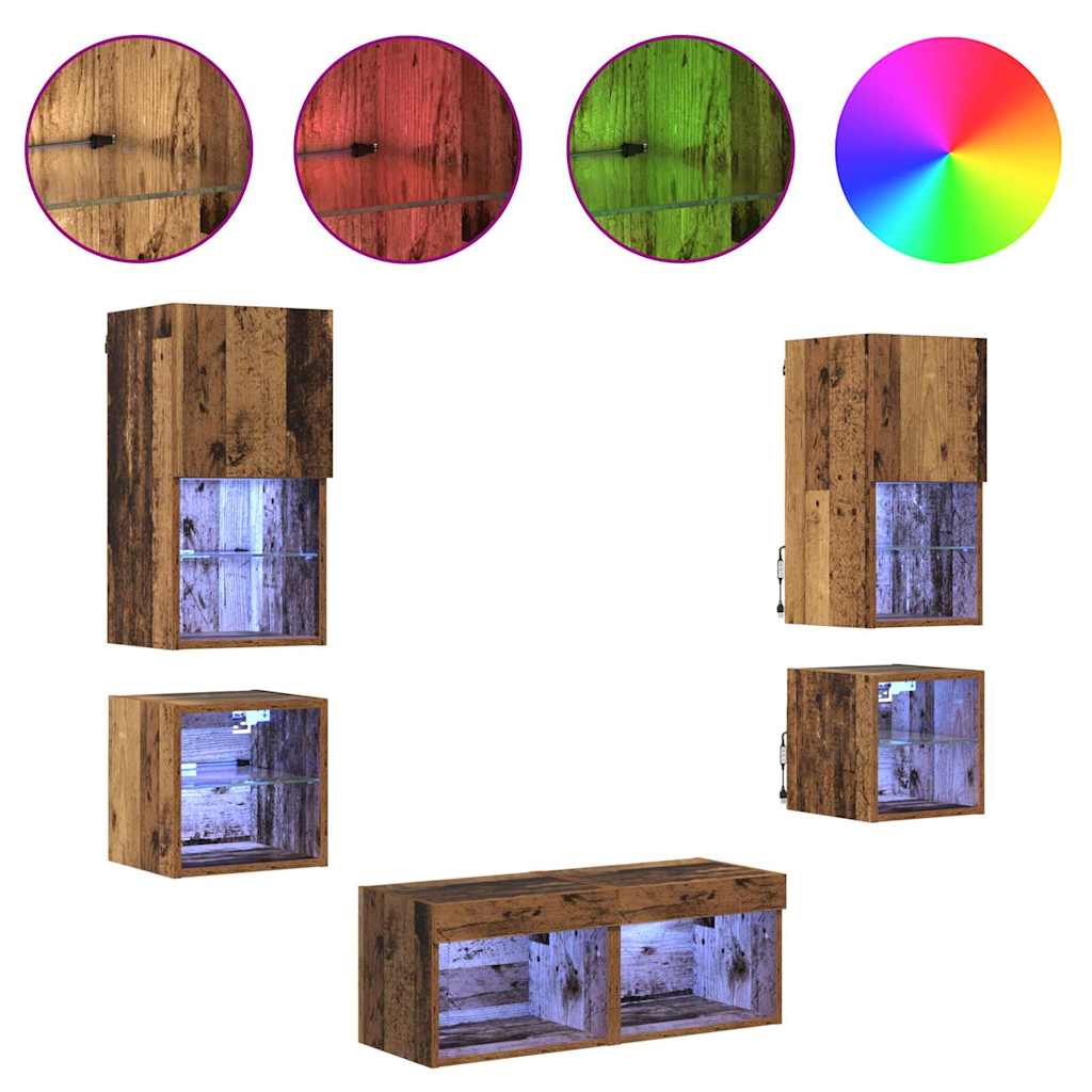TV zidne jedinice 8 pcs Staro drvo Konstruirano drvo