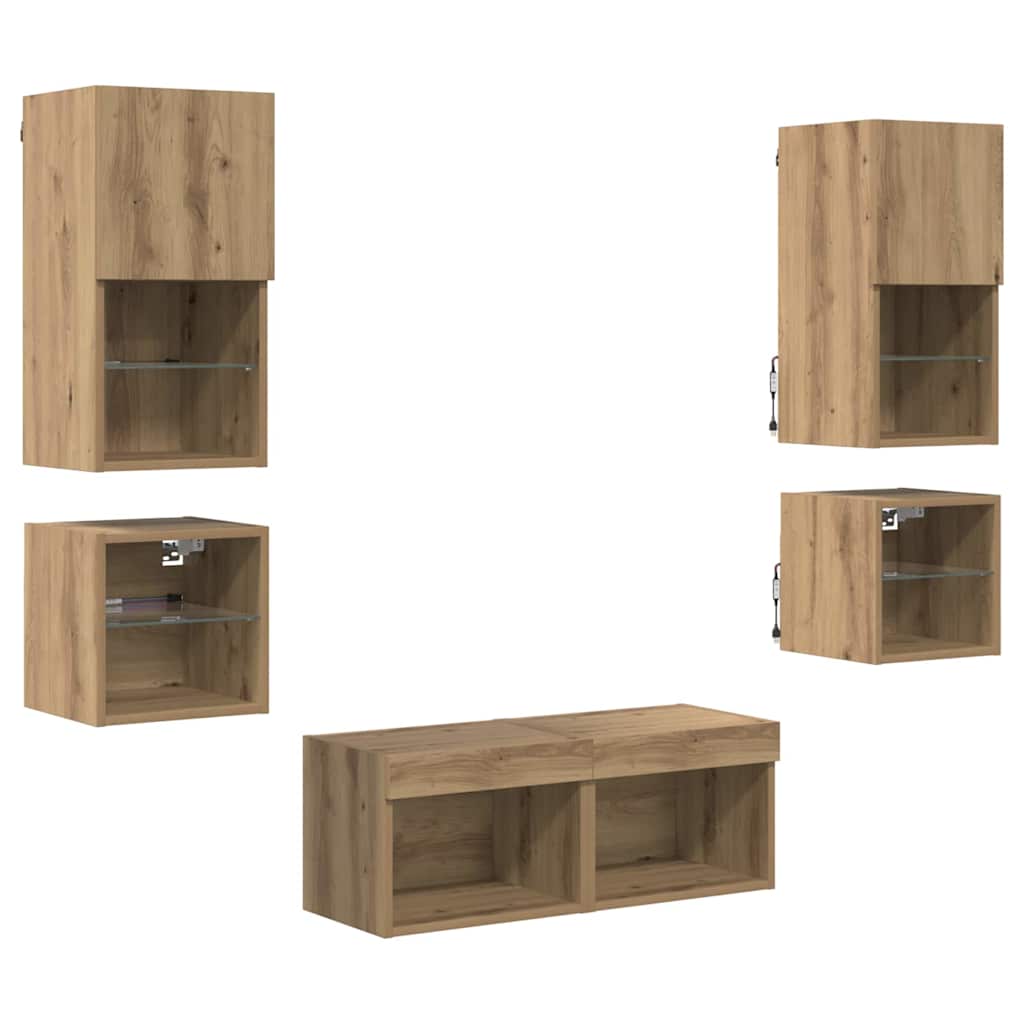 TV zidne jedinice 8 pcs Umjetnički hrast Konstruirano drvo